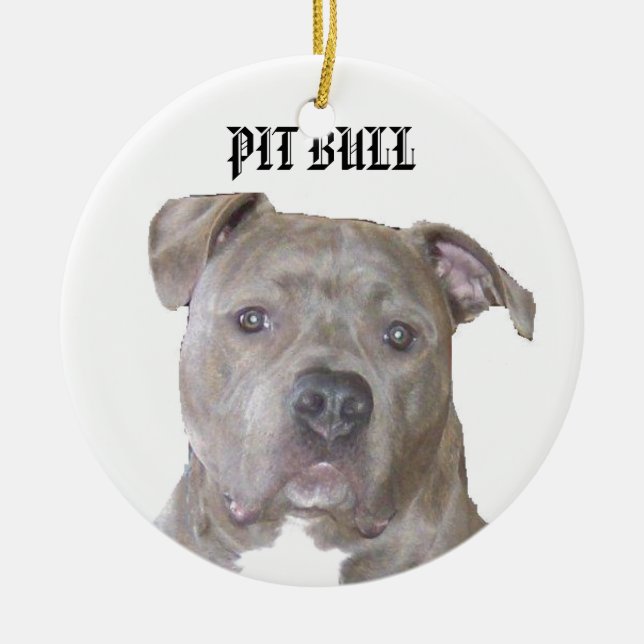 PIT BULL CERAMIC TREE DECORATION (Front)