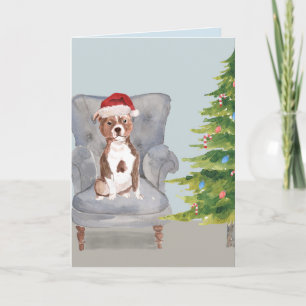 Pit Bull Christmas Card, Holiday Card with Dog