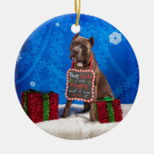 Pit-Bull Christmas Ceramic Tree Decoration