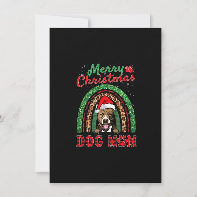 Pit Bull Christmas Santa Hat Dog Mum Boho Rainbow  Invitation (Front)