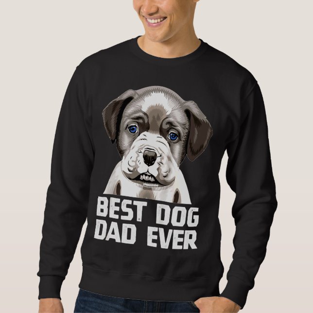 Pit Bull Dad Best Father Pitbull Raglan Baseball Sweatshirt (Front)