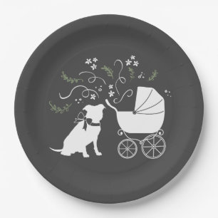 Pit Bull Dog Baby Pitbull Shower Gender Neutral Paper Plate