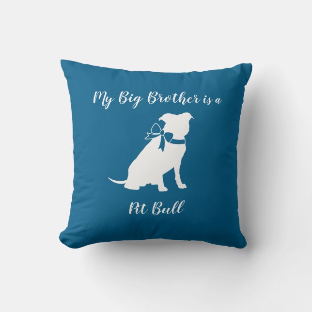 Pit Bull Dog Baby Shower Blue Boy Pitbull Cushion (Front)