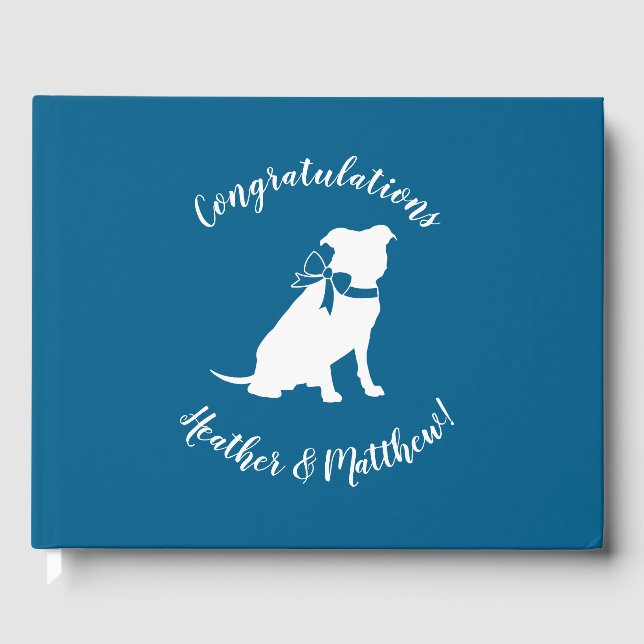 Pit Bull Dog Baby Shower Blue Boy Pitbull Guest Book (Front)