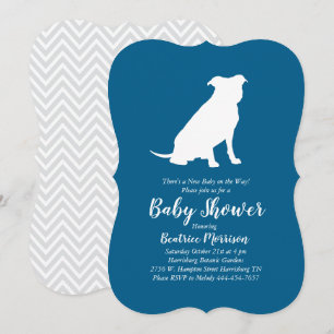 Pit Bull Dog Baby Shower Blue Boy Pitbull Invitation