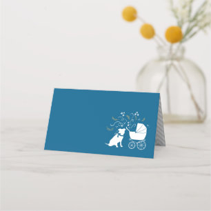 Pit Bull Dog Baby Shower Blue Boy Pitbull Place Card