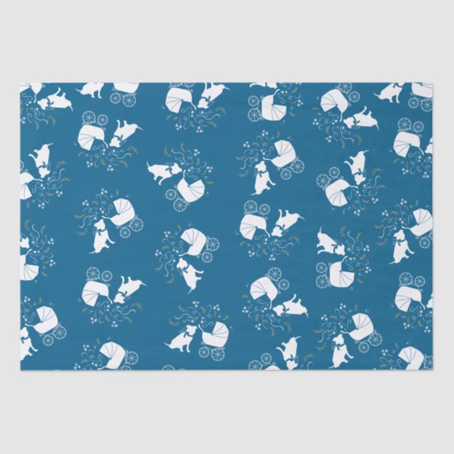 Pit Bull Dog Baby Shower Blue Boy Pitbull Tissue Paper (Front)