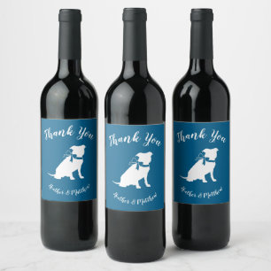 Pit Bull Dog Baby Shower Blue Boy Pitbull Wine Label