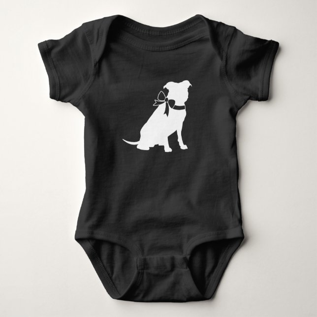 Pit Bull Dog Baby Shower Gender Neutral Pitbull Baby Bodysuit (Front)