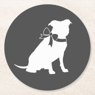 Pit Bull Dog Baby Shower Gender Neutral Round Paper Coaster