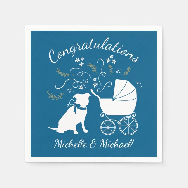 Pit Bull Dog Baby Shower Napkin (Front)