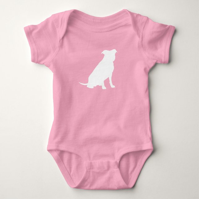 Pit Bull Dog Baby Shower Pink Girl Pitbull Baby Bodysuit (Front)