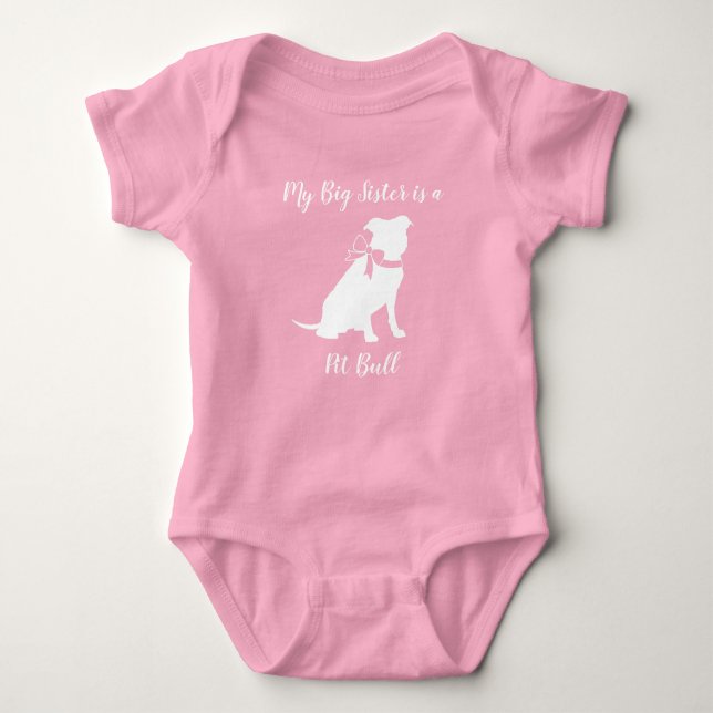 Pit Bull Dog Baby Shower Pink Girl Pitbull Baby Bodysuit (Front)