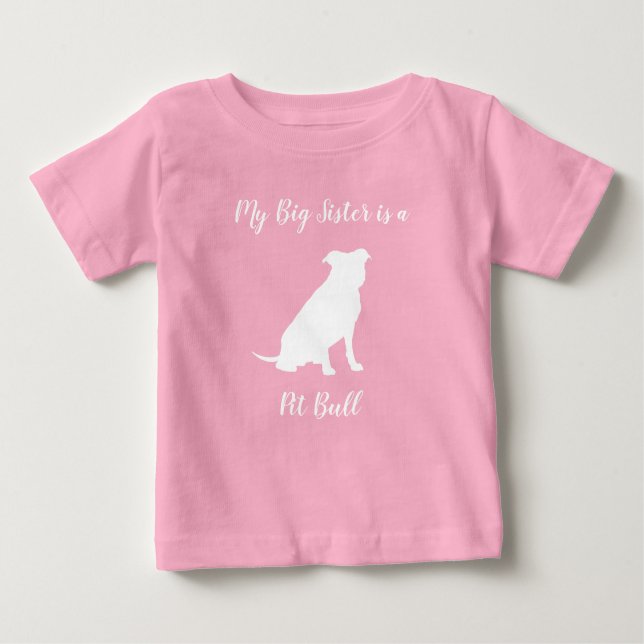 Pit Bull Dog Baby Shower Pink Girl Pitbull Baby T-Shirt (Front)