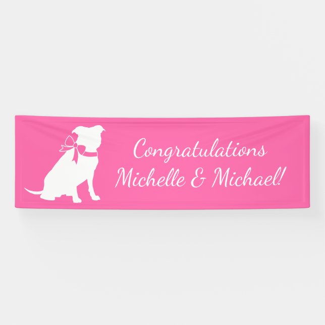 Pit Bull Dog Baby Shower Pink Girl Pitbull Banner (Horizontal)