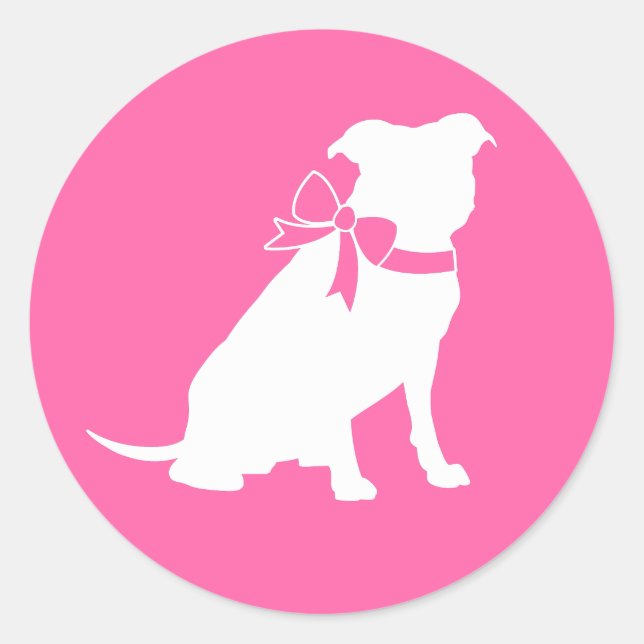 Pit Bull Dog Baby Shower Pink Girl Pitbull Classic Round Sticker (Front)