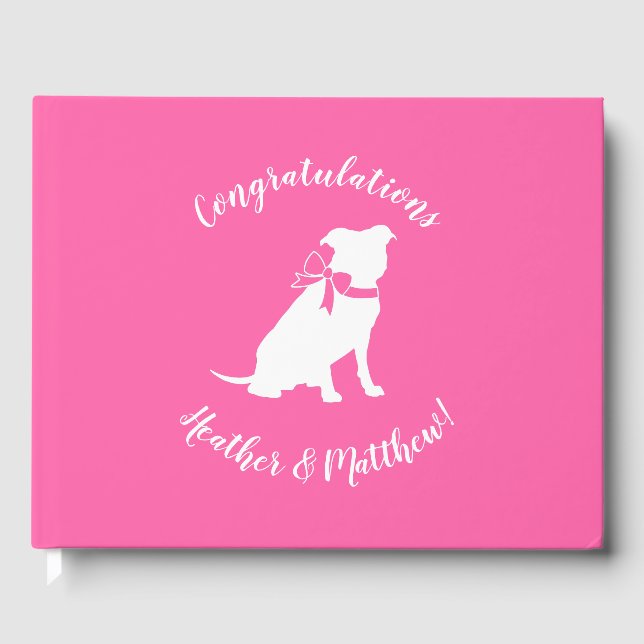 Pit Bull Dog Baby Shower Pink Girl Pitbull Guest Book (Front)