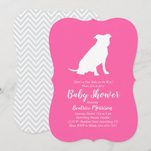 Pit Bull Dog Baby Shower Pink Girl Pitbull Invitation