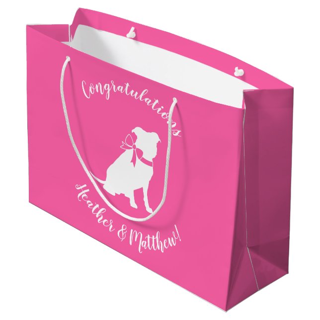 Pit Bull Dog Baby Shower Pink Girl Pitbull Large Gift Bag (Back Angled)