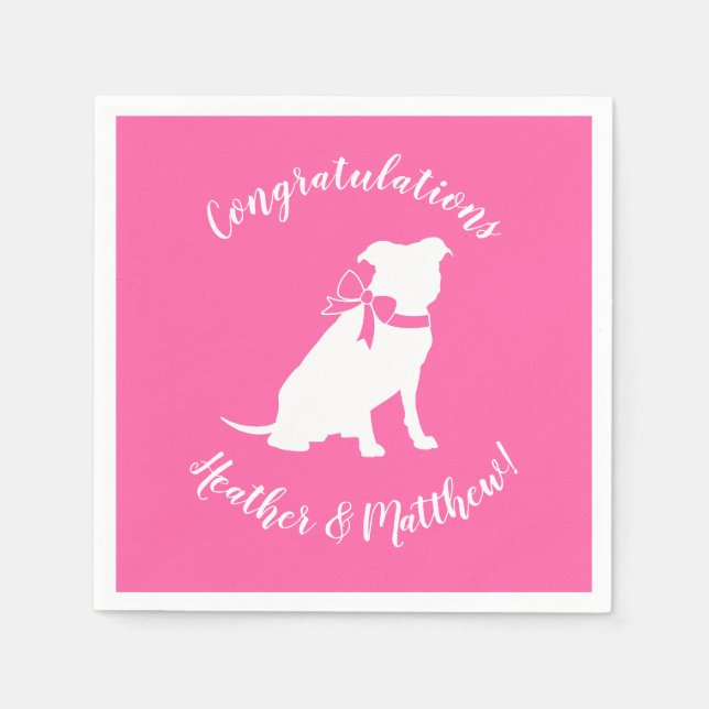 Pit Bull Dog Baby Shower Pink Girl Pitbull Napkin (Front)