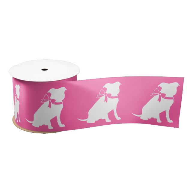 Pit Bull Dog Baby Shower Pink Girl Pitbull Satin Ribbon (Spool)
