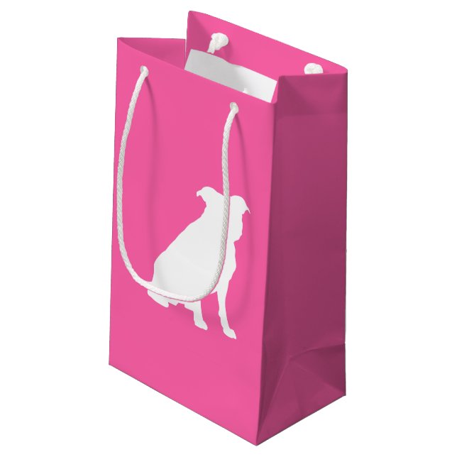 Pit Bull Dog Baby Shower Pink Girl Pitbull Small Gift Bag (Back Angled)