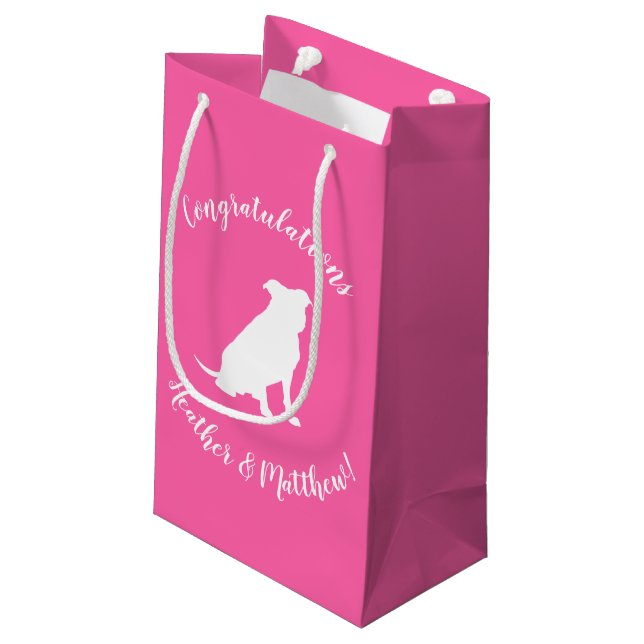 Pit Bull Dog Baby Shower Pink Girl Pitbull Small Gift Bag (Back Angled)