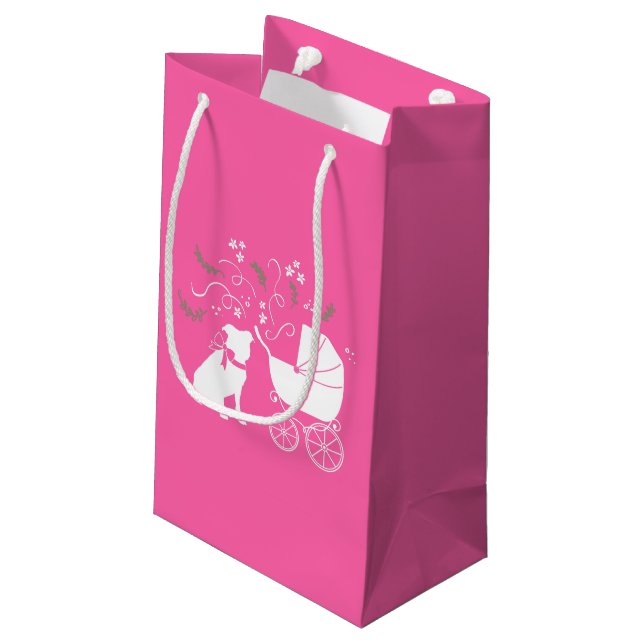 Pit Bull Dog Baby Shower Pink Girl Pitbull Small Gift Bag (Back Angled)
