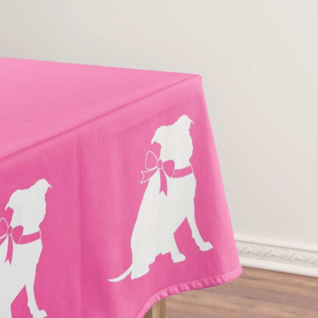 Pit Bull Dog Baby Shower Pink Girl Pitbull Tablecloth (In Situ)