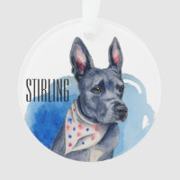 Pit Bull Dog Blue Watercolor Customisable