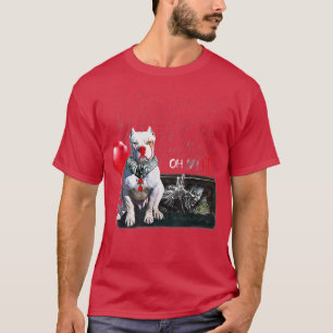 Pit Bull Dog Clown Oh It Rain Balloon Funny Hallow T-Shirt