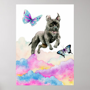Pit Bull Dog Fantasy Watercolor Pop Art Poster