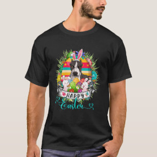 Pit Bull Dog In Easter Eggs Basket Bunnies Happy E T-Shirt