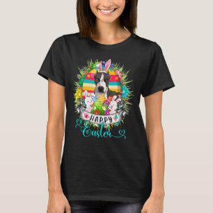 Pit Bull Dog In Easter Eggs Basket Bunnies Happy E T-Shirt