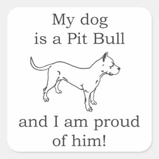 Pit bull dog love square sticker