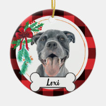 Pit bull Dog Ornament, Blue Staffy Ornament
