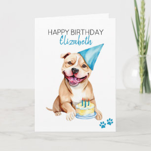 Pit Bull Dog Personalised Happy Birthday  Card