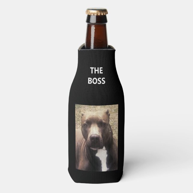 Pit Bull Dog Photo Customised Bottle Cooler (Bottle Front)