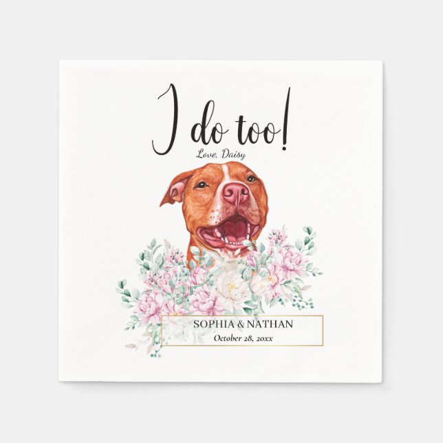 Pit Bull Dog Wedding Cocktail Napkins (Front)