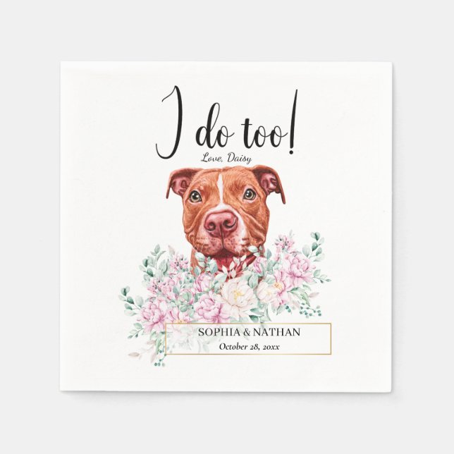 Pit Bull Dog Wedding Cocktail Napkins (Front)