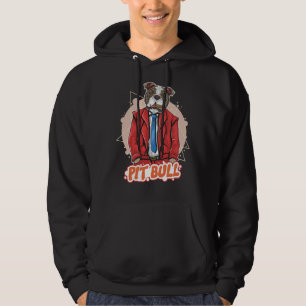 Pit Bull Dog With Cigar And Suit Pitbull Artwork Hoodie