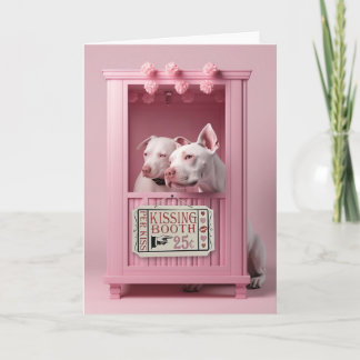 Pit Bull Dogs Kissing Booth Card