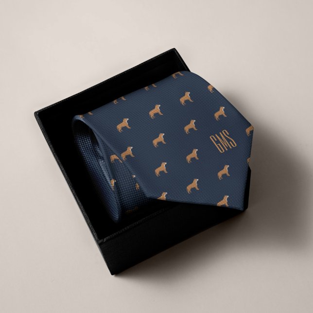 Pit Bull Dogs Pattern Monogrammed Tie (Creator Uploaded)