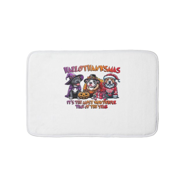 Pit Bull Halloween Thanksgiving Christmas Classic  Bath Mat (Front)