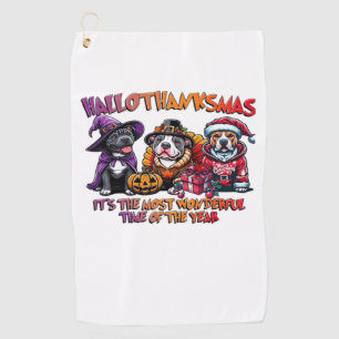 Pit Bull Halloween Thanksgiving Christmas Classic  Golf Towel