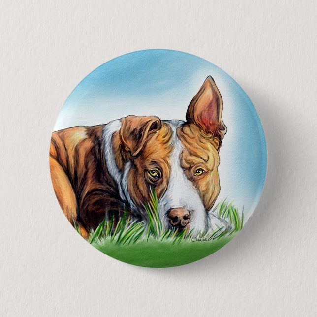 Pit Bull Hears You 6 Cm Round Badge (Front)