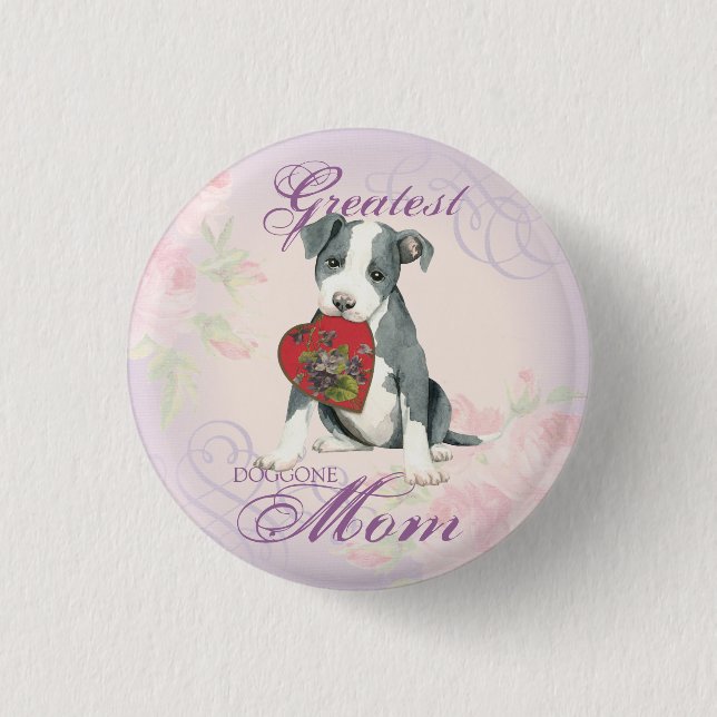 Pit Bull Heart Mum 3 Cm Round Badge (Front)