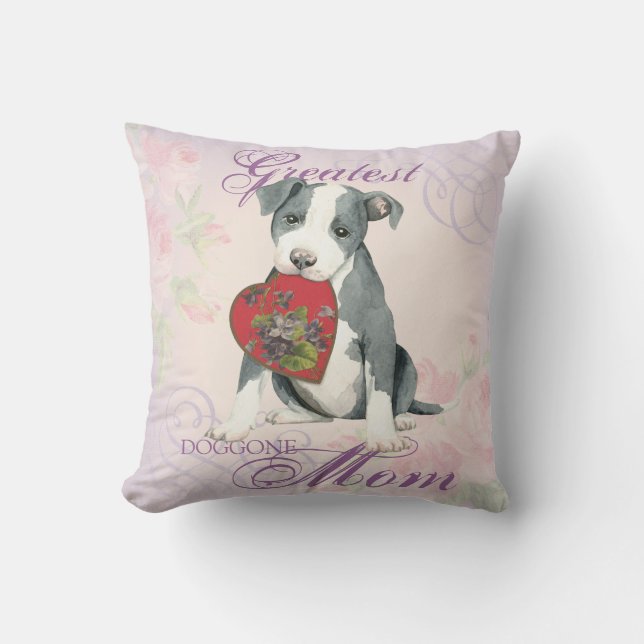 Pit Bull Heart Mum Cushion (Front)