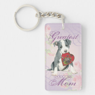 Pit Bull Heart Mum Key Ring