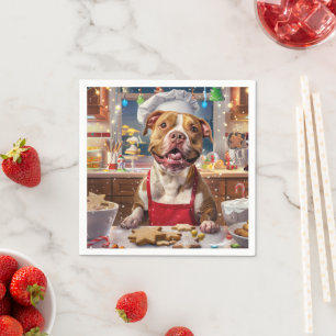 Pit Bull Holiday Baking: Festive Christmas  Napkin